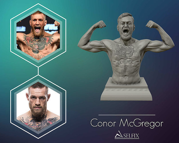 conor McGregor 3d sculpture notoiremma art statue marbre homme figure prix corps sculptures 3D print model - Mito3D