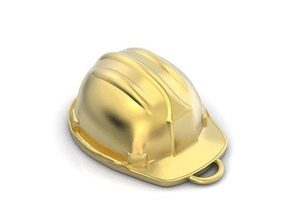 construction helmet pendant suspension protection gold jewelry 3d modeling creative design rapid prototiping rendering animation school 3dhelmet pendants 3d print model - Mito3D