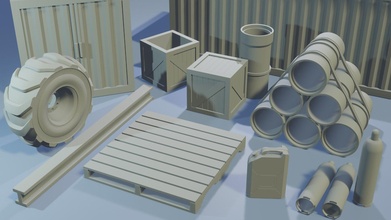construction set - wargaming terrain wargame warhammer warhammer40k 40k killteam crate pipe pallet wheel canister container scatter games toys game accessories 3d print model - Mito3D