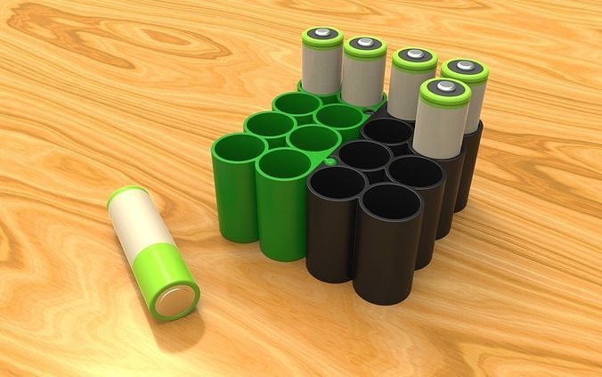 Container wiederaufladbar aa Batterien Akkumulator Speicherung berechnet entladen Ladegerät Farbe einfach verbinden Teile Puzzle Leichtigkeit Zeichnung Öko freundlich Ökologie Hobby DIY 3D print model - Mito3D