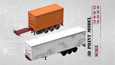 container trailer scale semi frame shipping skeleton car 40ft chassis large truck cargo trucks transport hobby diy automotive 3d print model - Mito3D