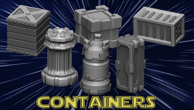 containers star wars scifi sci fi space science starwars object barrels crates future futuristic storage terrain supportless legion games toys game accessories 3d print model - Mito3D