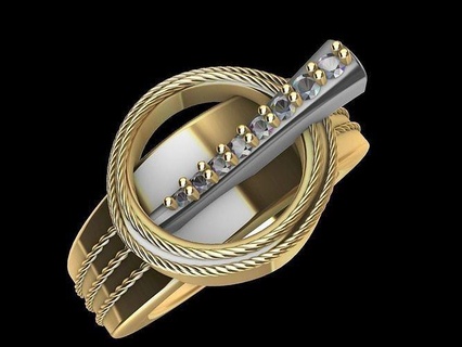 zeitgenössisch Schnalle Ring slt verifiziert Schmuck druckbar Diamant Mode Prototyp entwickeln 3d cad stilvoll Design Gold Designer retro Ringe 3d print model - Mito3D