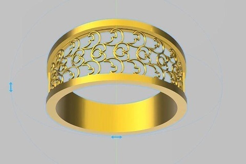 zeitgenössisch jali Ring stl verifiziert Schmuck Mode stilvoll Prototyp druckbar Gold 3d cad Ringe 3d print model - Mito3D