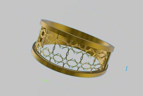 zeitgenössisch jali Ring stl verifiziert Schmuck Mode stilvoll Prototyp druckbar Gold 3d cad Ringe 3d print model - Mito3D