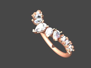 contorno pera banda diamante joalheria ouro imprimível prata anel argolas Casamento noivado moda 3d print model - Mito3D
