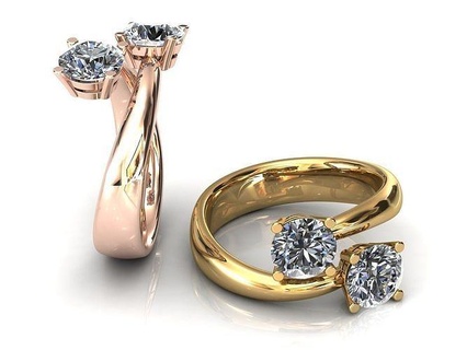 contrarie squillare 1ct diamanti gioielleria oro diamante anelli gioiello nozze gemma Fidanzamento brillante moda bellezza engagement 3d print model - Mito3D