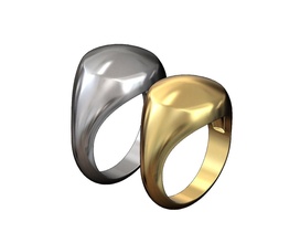 dışbükey mühür yüzük takı yazdırılabilir altın gümüş mücevher sterlin yüzüğü Menring moda lüks modern minimalist basit Beyan kubbe Yastık yüzükler 3d print model - Mito3D