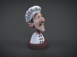 cuisinier 3d imprimable figure chef cuisine jouet personnage zbrush toon dessin animé sculpture humain homme couleur texture impression miniatures buste jeux jouets 3d print model - Mito3D