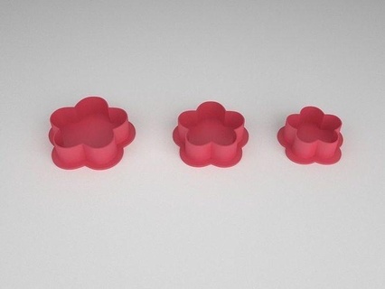biscoito cortador flor 3 tamanhos impressão cozinha casa jantar 3d print model - Mito3D