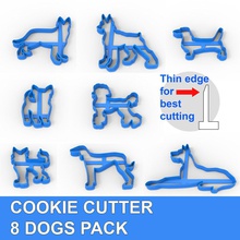 cookie cutter 8 dogs pack 3dprint bake baking biscuit cake cutting dessert fdm dog house kitchen dining 3d print model - Mito3D
