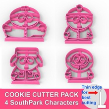 cookie cutter pack 4 southpark characters 3dprint bake baking biscuit cake cutting dessert dining fdm fondant house kitchen cartman kenny 3d print model - Mito3D