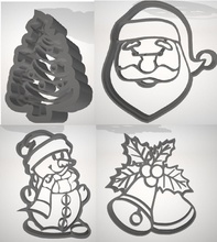 cookie cutter set - christmas hobby-diy xmas santa bell tree iceman food kitchen wheat flour biscut hobby diy other 3d print model - Mito3D