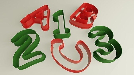 cookie cutter set numbers letters biscuit shape kitchen dessert cake house dining bake alphabet text sign 3d print model - Mito3D