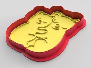biscotto taglierina francobollo orsi romantica 3dprint taglio dolce fdm cucina infornare cottura torta casa cenare cibo regalo illustrazione arte san valentino 3d print model - Mito3D