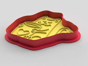 cookie cutter stamp - cat cup 3dprint cutting dessert fdm kitchen bake baking biscuit cake house dining food gift heart illustration art 3d print model - Mito3D