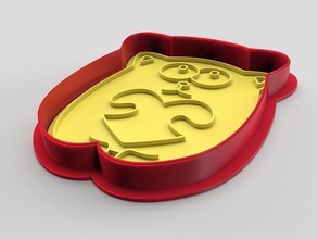 galleta cortador sello gato 3dprint corte postre fdm cocina hornear horneando galleta pastel casa comida regalo corazón ilustración arte 3d print model - Mito3D