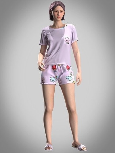 kurabiye pijama bt21 bts clo3d harika kadın tasarım moda dijital 3d print model - Mito3D