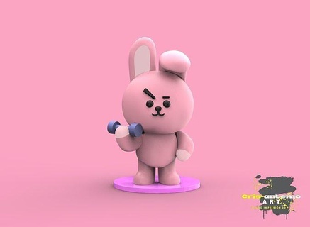 moza simpática bts funko bts Arte juguete pla bt21 kpop lindo coreano regalo kawaii adorable rosa rosado esculturas 3d print model - Mito3D