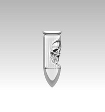 güzel detaylı kızgın madde işareti kolye kafatası tasarım dövme avcı tabanca fikirler adam baş askeri stil modern cnc yazdırılabilir taş kaya ölüm takı 3d print model - Mito3D