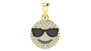 cool emoji pendentif diamant émoticône coolguy coolface chill de l'iphone le pandle la cnc 3dprintbale zbrush or d'argent mignon luxe visage smartguy bijoux pendentifs 3d print model - Mito3D