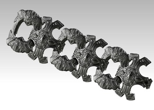 frio alto detallado tallado pulsera joya cadena elementos joyería impresión 3dimpreso imprimible diseño Moda plata motociclista esposas hollywood hombre mujer Estados Unidos 3d print model - Mito3D