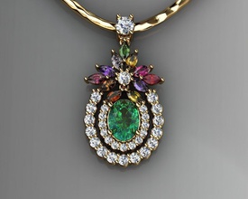 cool multi color gemstone pendants jewelry gold diamond engagement wedding emerald sapphire topaz ruby garnet diamonds amethyst crystal agate aquamarine 3d print model - Mito3D