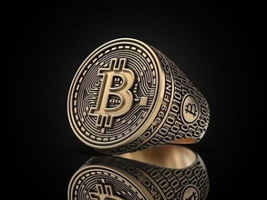 coolest bitcoin ring jewelry jewellery printable jewel golden silver coin cash money currency crypto chips token bit btc blockchain rings 3d print model - Mito3D
