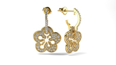 copy blossom pave earring jewelry jewel diamond ear jewellry printing printable rings 3d print model - Mito3D