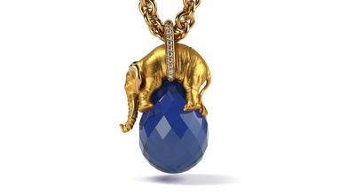 copy of carrera y elephant pendant gold amethyst jewelry jewellry printing drop animal carera printable elephan rings 3d print model - Mito3D