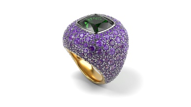 copia degriogono melodia colori collezione anello gioielli la oro jewillry gemme printind griogono stampabile il cuscino anelli 3d print model - Mito3D