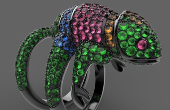 copy ring chameleon boucheron gold jewelry jewel diamond jewellery rings 3d print model - Mito3D