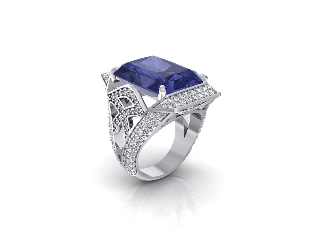 copie anneau de verdi maison bijoux verdihouse l'anneau les pierres précieuses élégant l'émeraude femme jeune fille or d'argent diamants anneaux la mode bleu pierre précieuse bluegemstone 3D print model - Mito3D