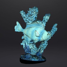 corail poisson heykel tasarım doğa balık peche tekne sanat 3d ev dekor 3d print model - Mito3D