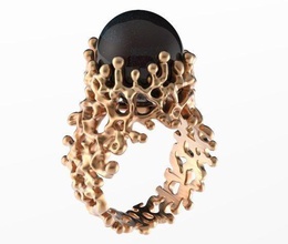 corail noir perle bague bijoux or rose conception anneaux diamant gemme engagement bijou mode imprimable arbre 39 3d print model - Mito3D