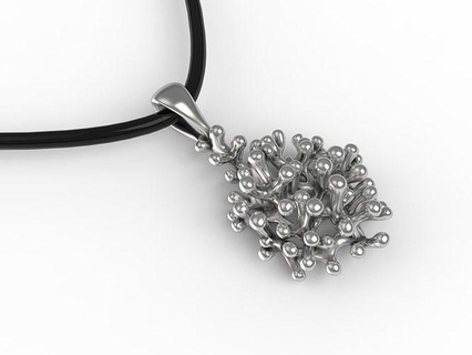 coral pendant gold modern shining gem jewelry smooth elegant coralline sea ocean life finger polyp nature aqua acropora necklace pendants 3d print model - Mito3D