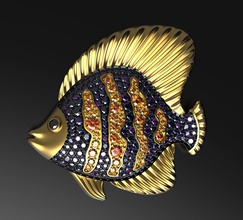coral reef fish pendant jewel silver gold sterling youth deep ocean gems sea underwater nature jewelry art pendants 3d print model - Mito3D