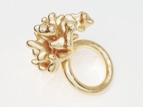 Koralle Ring Gold Reaktion Diffusion Schmuck geometrisch parametrisch generativ Mode Schönheit Zubehör Design modern abstrakt gestalten Luxus Geschenk Ringe 3d print model - Mito3D