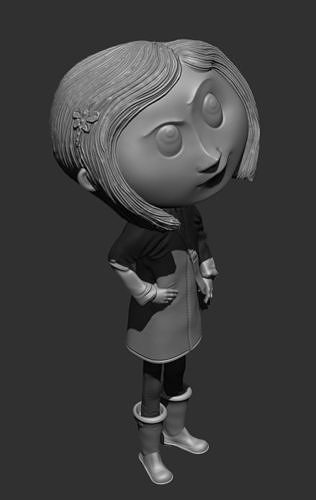 coraline fantaisie horreur sombre animation mouvement bouton yeux sculpture art sculptures 3D print model - Mito3D