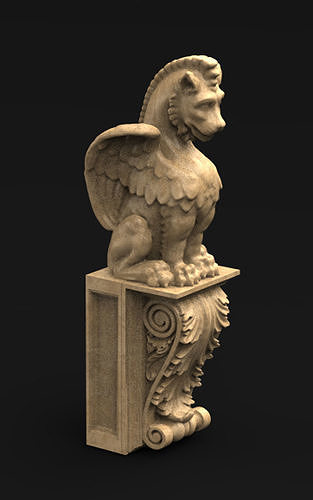 konsole dekorativ drachen 3 skulptur kunst dekoration deko geschnitzt holz barock statue 3dprint druckbar 3dmodel chinesisch china architektonisch skulpturen 3D print model - Mito3D