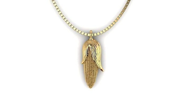 corn pendant gold silver jewelry jewellery agro agriculture necklace pendants 3d print model - Mito3D