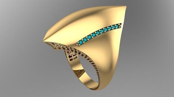 coin bande fusion calcul ring r02 cire demi ensemble Collier bague boucle d'oreille pendentif bracelet bijoux gemmes or argent conception 3dprint diamant fonderie rhinocéros matrice magie anneaux 3d print model - Mito3D