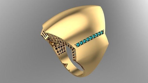 corner band fusion stone ring-r03- wax halfset necklace ring earring pendant bracelet jewelry gems gold silver desing 3dprint diamond casting rhinoceros matrix magic rings 3d print model - Mito3D