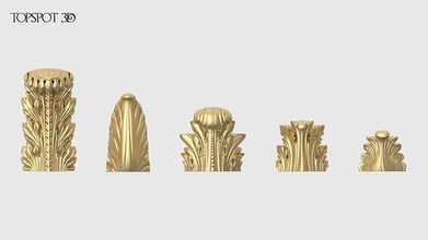 outside corner decor set carving acanthus leaf renaissance baroque rococo onlay interior design collection moulding finishes cnc classic furniture 3dprint highpoly carved art 3d print model - Mito3D