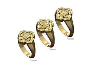 corola flower ornament window signet ring sizes 7 8 9 printable jewelry gold silver jewellery fashion vintag statement sterling apparel 3d model rose rings 3d print model - Mito3D
