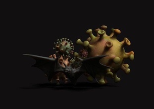 coronabat fantaisie chauve souris couronne coronavirus covid19 virus dessin animé sculpture créature statue zbrush 3dmodel bête animaux oiseau Jeux jouets 3d print model - Mito3D