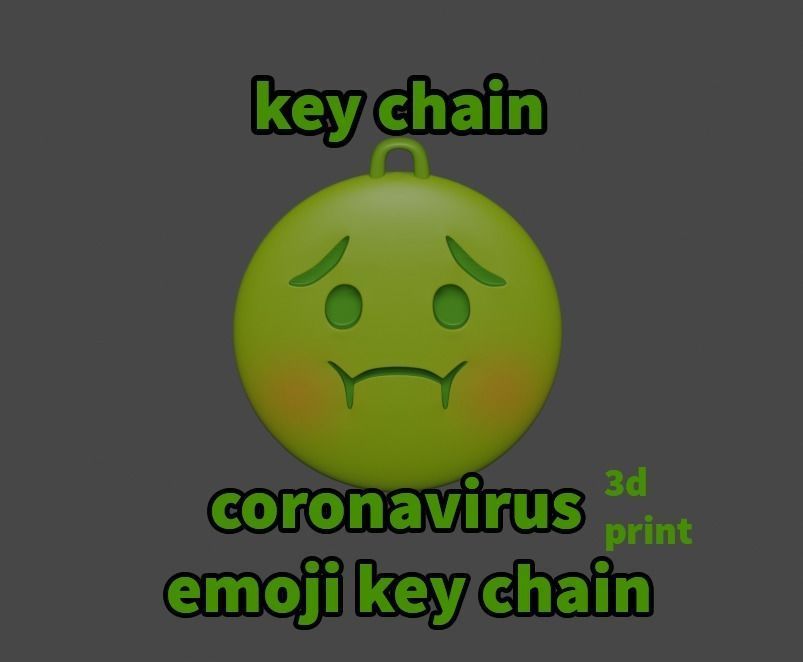 coronavirus emoji key chain 3d print model keychain keyring ring corona covid 19 virus sick 3dprint printable printer 3dprinter games toys 3D print model - Mito3D