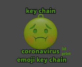 coronavirus emoji key chain 3d print model keychain keyring ring corona covid 19 virus sick 3dprint printable printer 3dprinter games toys 3d print model - Mito3D