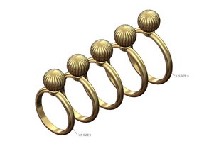 corrugated gold ball band us size 5to9 fashion jewelry printable silver jewellery sterling luxury accessories hardwear ring classic modern statement vintage ondulated serrated rings 3d print model - Mito3D