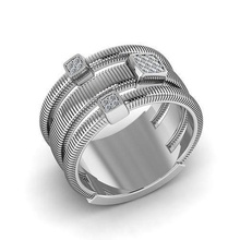 ondulazione squillare fluttuato costine ondulato diamante oro argento stampabile engagement gioielleria fidanzamento moda smeraldo solitario gemma gioiello anelli sterlina 3d print model - Mito3D